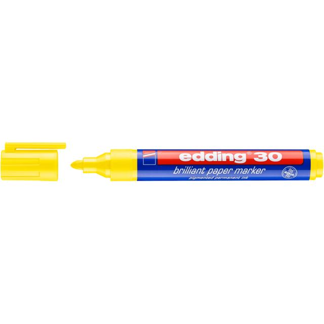 Marker permanent edding 30, corp plastic, varf rotund, 1.5-3 mm, galben