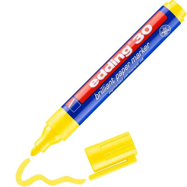 Marker permanent edding 30, corp plastic, varf rotund, 1.5-3 mm, galben