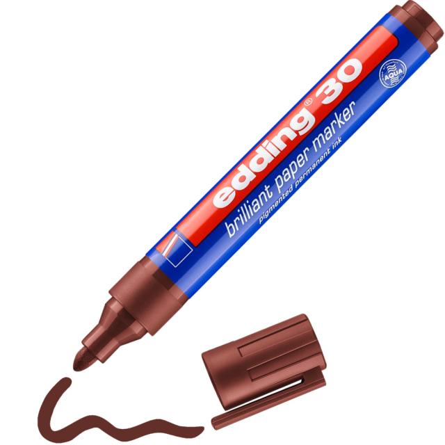 Marker permanent edding 30, corp plastic, varf rotund, 1.5-3 mm, maro