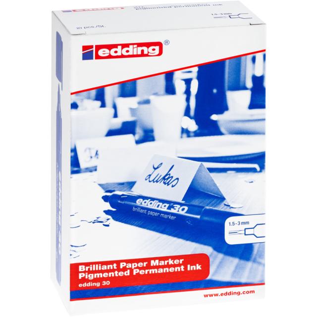 Marker pentru hartie edding 30, corp plastic, varf rotund, 1.5-3 mm, 5 negru, 2 rosu, 2 albastru, 1 verde