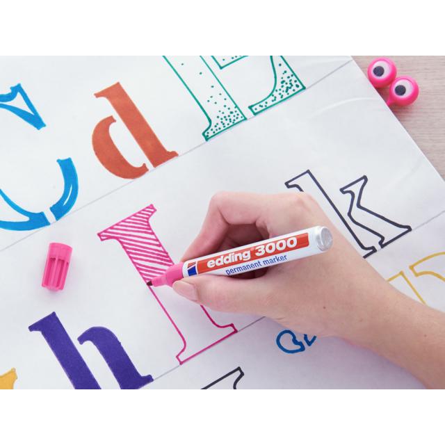 Marker permanent Edding 3000, varf 1.5-3 mm, rosu