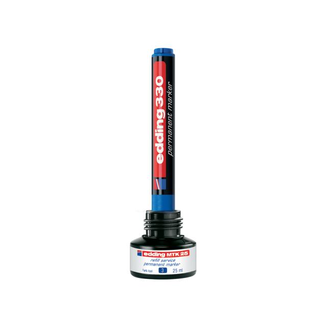 Marker permanent Edding 330, corp plastic, varf retezat, 1-5 mm, albastru