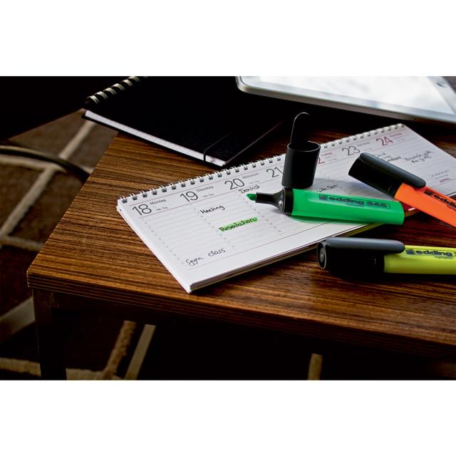 Textmarker Edding 345, varf 2-5 mm, 4 culori/set ( galben, roz, albastru, verde)