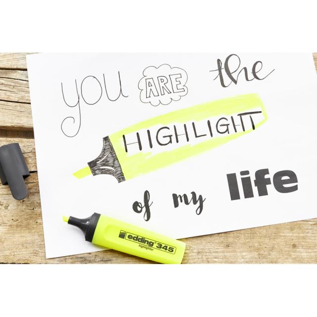 Textmarker Edding 345, varf 2-5 mm, 4 culori/set ( galben, roz, albastru, verde)