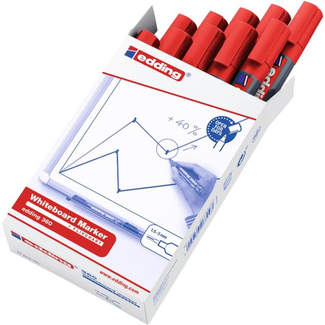 Marker Edding 360 pentru tabla, varf 1.5-3 mm, rosu