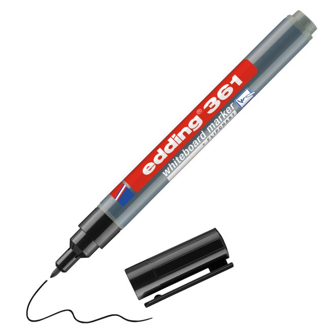 Marker Edding 361 pentru tabla, corp plastic, varf 1 mm, negru