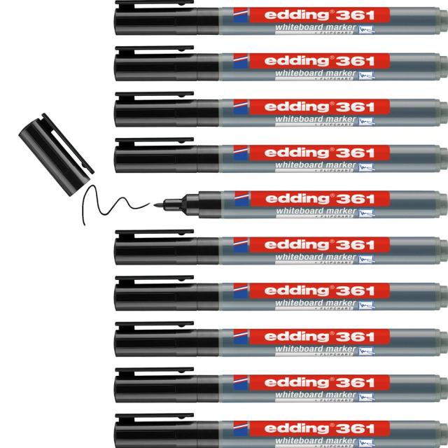 Marker Edding 361 pentru tabla, corp plastic, varf 1 mm, negru