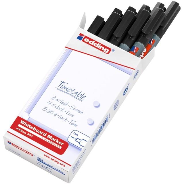 Marker Edding 361 pentru tabla, corp plastic, varf 1 mm, negru