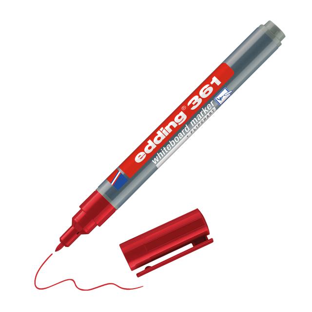 Marker Edding 361 pentru tabla, corp plastic, varf 1mm, rosu
