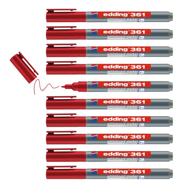 Marker Edding 361 pentru tabla, corp plastic, varf 1mm, rosu