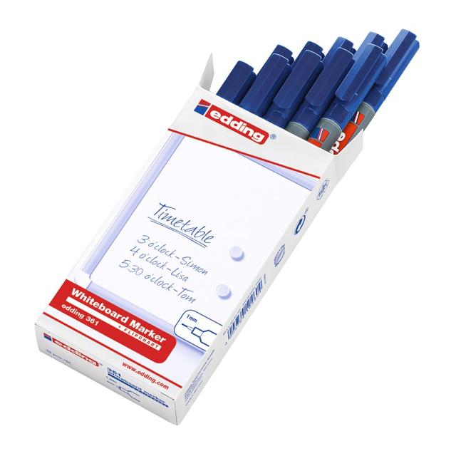 Marker pentru tabla Edding 361, corp plastic, varf 1 mm, albastru