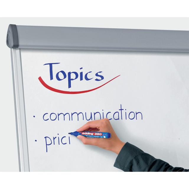 Marker Edding 380 pentru flipchart, varf rotund, 1.5-3 mm, 4 culori/set (negru, albastru, rosu, verde)