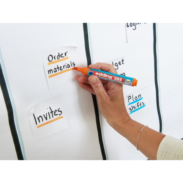 Marker flipchart edding Ecoline 385, corp din plastic reciclat, varf pensula flexibil, 1-5 mm, galben