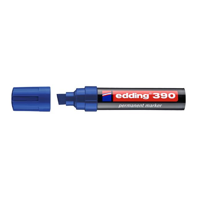 Marker permanent Edding 390, corp plastic, varf retezat 4-12 mm, albastru