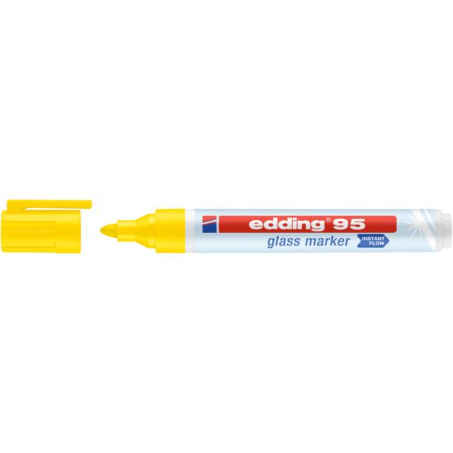 Marker pentru sticla edding 95, corp plastic, varf rotund, 1.5-3 mm, galben