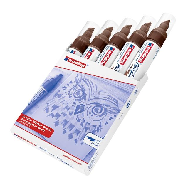 Marker acrilic, Edding 5000, varf tesit 5-10 mm, maro inchis