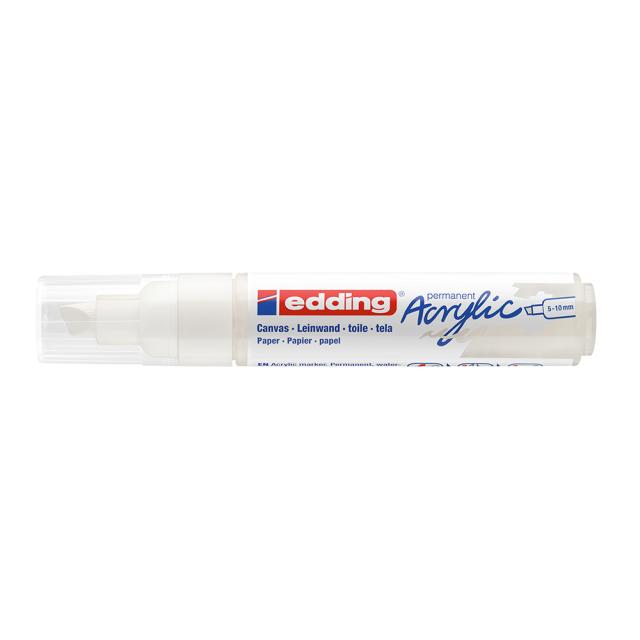 Marker acrilic, Edding 5000, varf tesit 5-10 mm, alb
