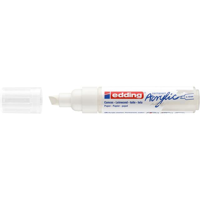 Marker acrilic, Edding 5000, varf tesit 5-10 mm, alb
