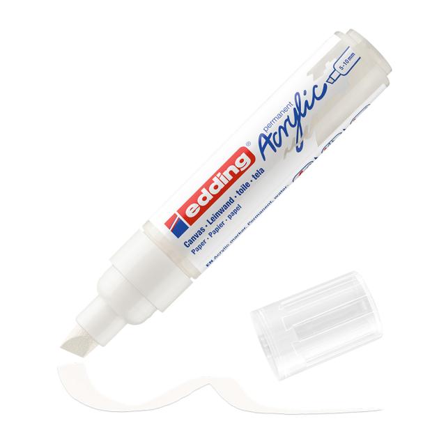 Marker acrilic, Edding 5000, varf tesit 5-10 mm, alb