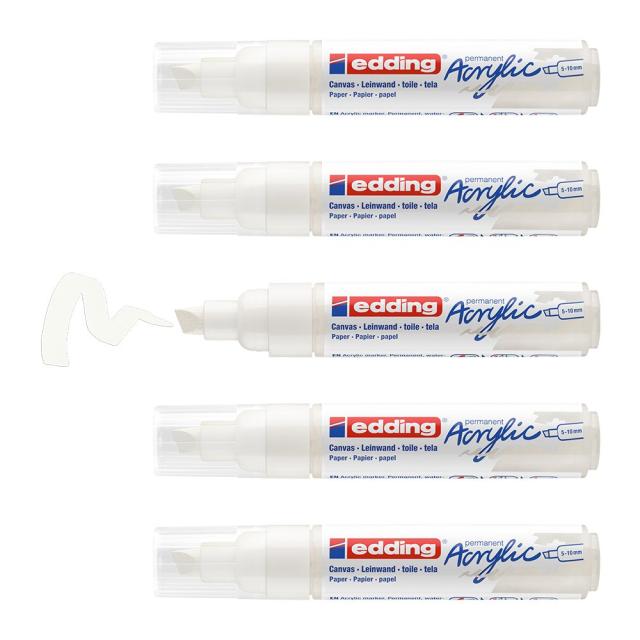Marker acrilic, Edding 5000, varf tesit 5-10 mm, alb