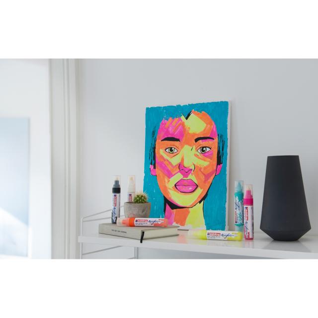 Marker acrilic, Edding 5000, varf tesit 5-10 mm, alb