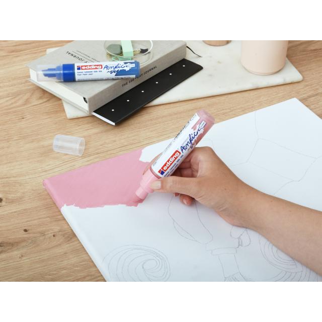 Marker acrilic, Edding 5000, varf tesit 5-10 mm, alb