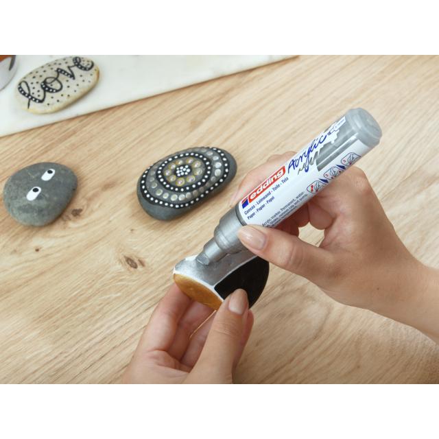 Marker acrilic, Edding 5000, varf tesit 5-10 mm, alb