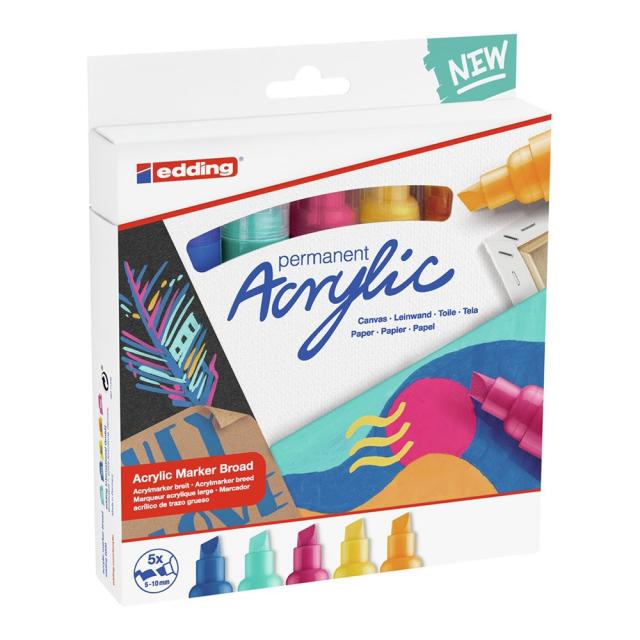 Set markere acrilice Edding 5000, culori pastel, 5 bucati/set
