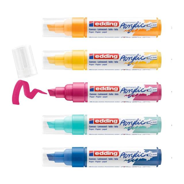 Set markere acrilice Edding 5000, culori pastel, 5 bucati/set