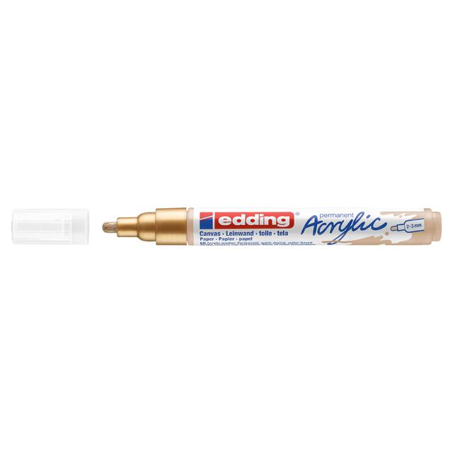 Marker acrilic Edding 5100, varf 2-3 mm, auriu