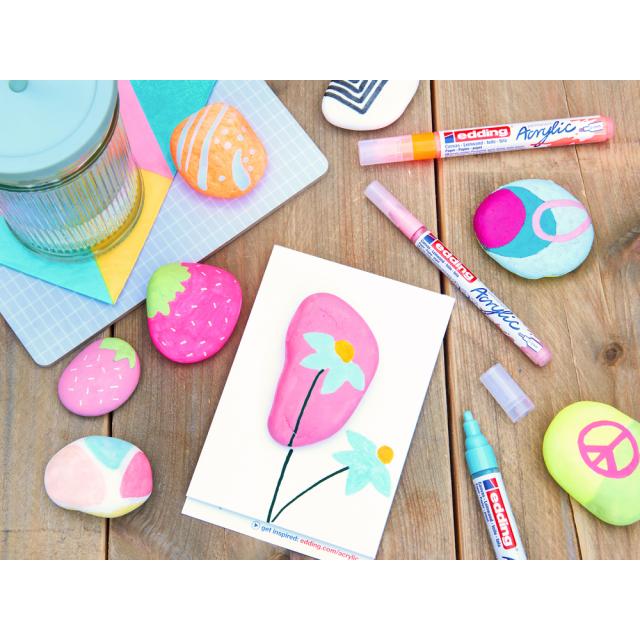 Set markere acrilice Edding 5100, varf 2-3 mm, culori pastel, 5 bucati/set