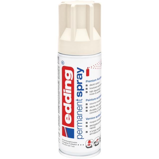 Spray vopsea acrilica Edding 5200, alb crema mat, uscare rapida, acoperire inalta, 200 ml