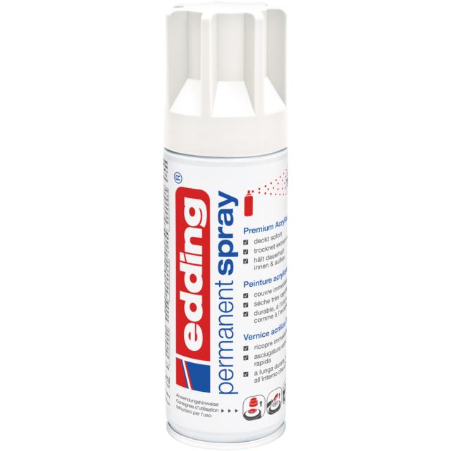 Spray vopsea acrilica Edding 5200, alb mat, uscare rapida, 200 ml, rezistent la intemperii