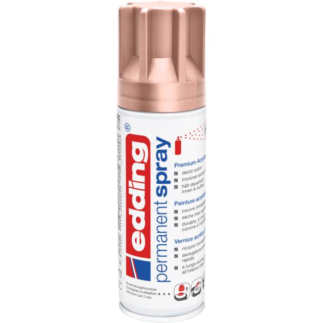 Spray vopsea acrilica Edding 5200, rose-gold mat, 200 ml, uscare rapida, rezistent la zgarieturi