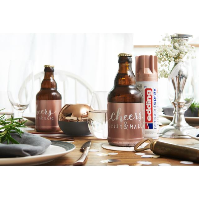 Spray vopsea acrilica Edding 5200, rose-gold mat, 200 ml, uscare rapida, rezistent la zgarieturi