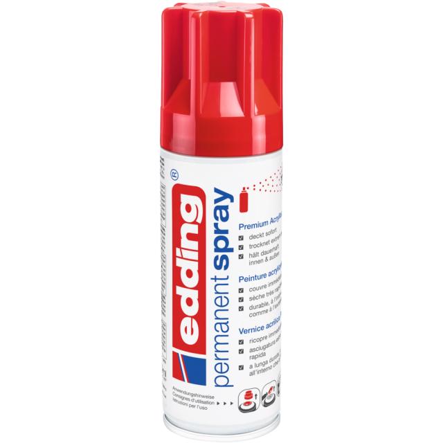 Spray vopsea acrilica Edding 5200, rosu lucios, uscare rapida, rezistent la zgarieturi, 200 ml