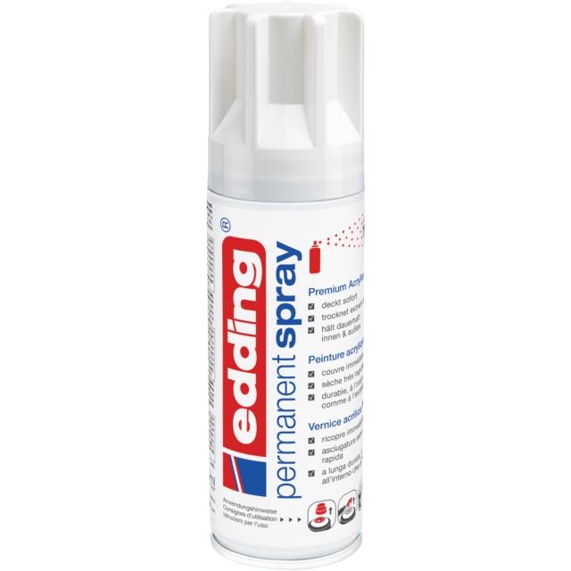 Spray vopsea acrilica Edding 5200, alb lucios, uscare rapida, 200 ml