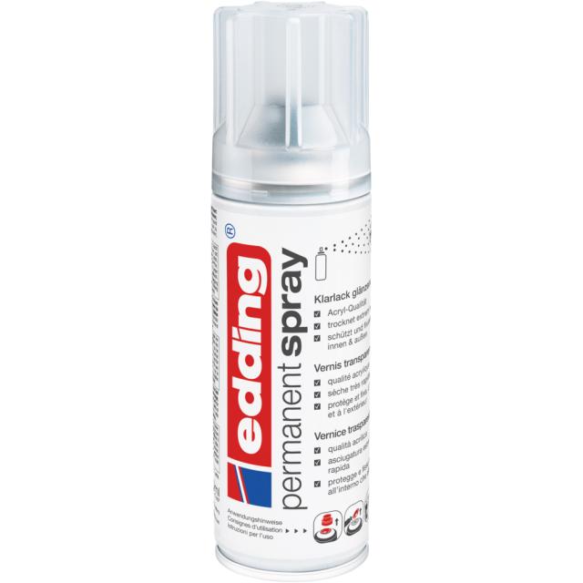 Spray vopsea premium Edding 5200, transparent lucios, uscare rapida, protectie la oxidare, 200 ml