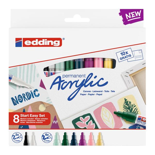 Set creativ Edding, markere acrilice, 8 bucati/set