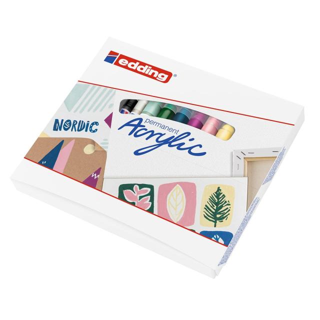 Set creativ Edding, markere acrilice, 8 bucati/set