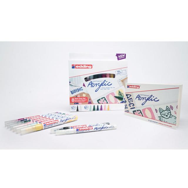 Set creativ Edding, markere acrilice, 8 bucati/set