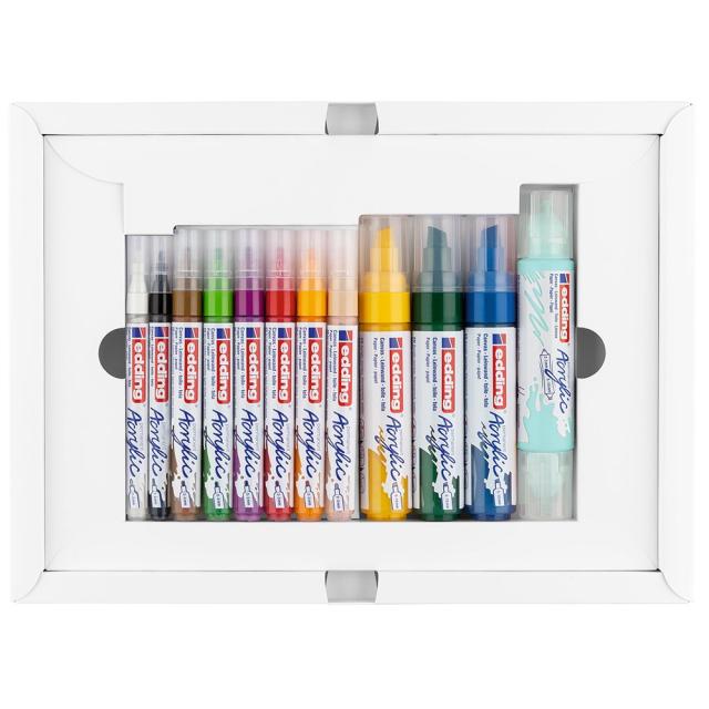 Set creativ Edding, markere acrilice, 12 bucati/set