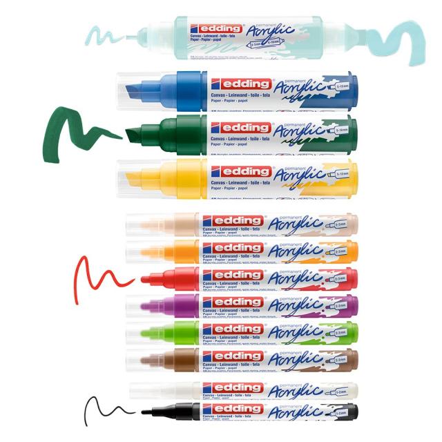 Set creativ Edding, markere acrilice, 12 bucati/set