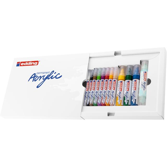 Set creativ Edding, markere acrilice, 12 bucati/set