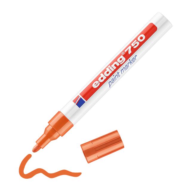 Marker cu vopsea Edding 750, corp metalic, varf 2-4 mm, portocaliu