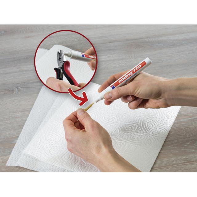 Marker permanent Edding 750, cu vopsea, corp metalic, varf rotund, 2-2-4 mm, auriu