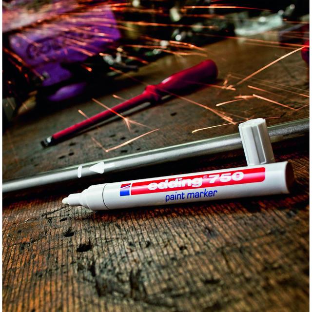 Marker permanent Edding 750, cu vopsea, corp metalic, varf rotund, 2-2-4 mm, argintiu
