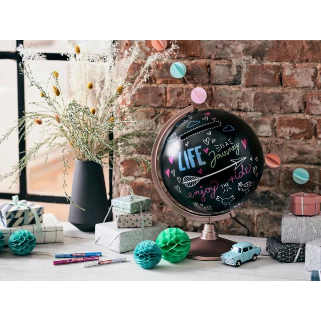 Marker cu vopsea edding 751, corp metalic, varf rotund, 1-2 mm, set 5 culori metalice: negru, alb, auriu, argintiu, cupru