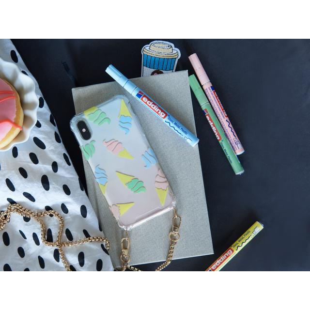 Marker cu vopsea Edding 751, varf rotund 1-2 mm, albastru metalic, rezistent la apa