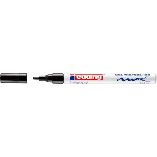 Marker cu vopsea Edding 753, varf caligrafie, 1-2.5 mm, negru, uscare rapida